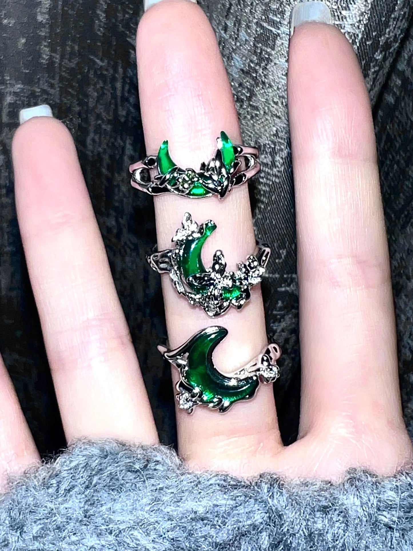 "Green Moon" Wrap Ring