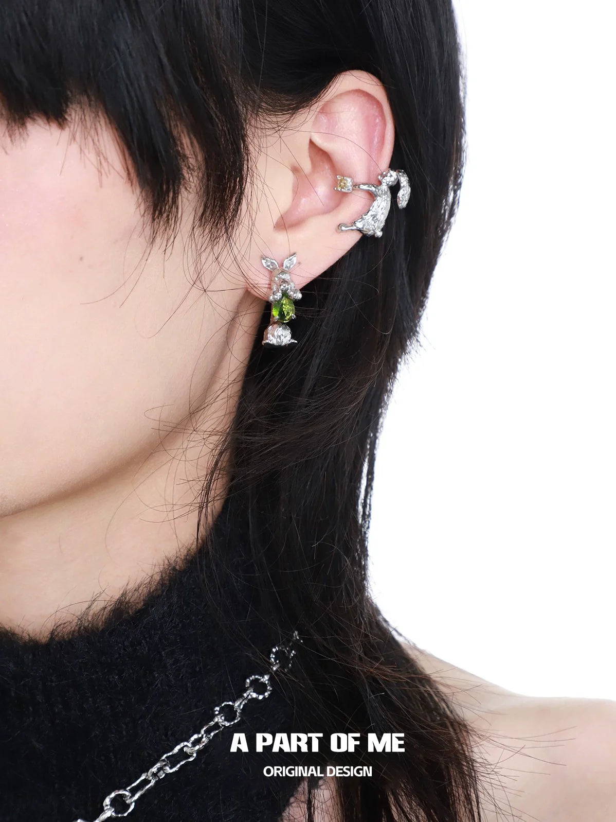Diamond Rabbit Stud Earrings