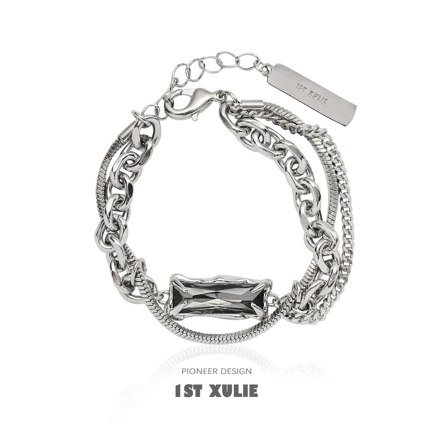Trendy Cool Y2K Gray Diamond Punk Bracelet