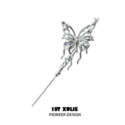 Silver Butterfly Piercing Needle Earring