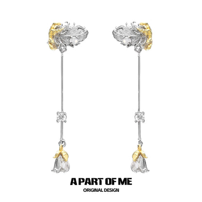 Feather Rose Zircon Ear Cuffs