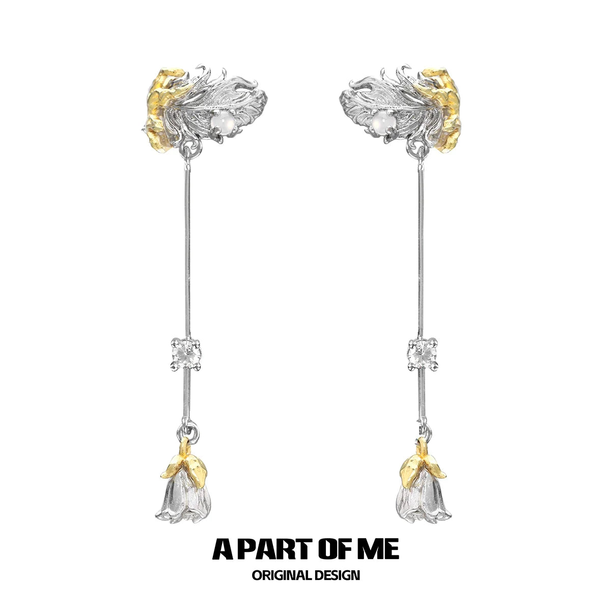 Feather Rose Zircon Ear Cuffs
