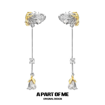 Feather Rose Zircon Ear Cuffs