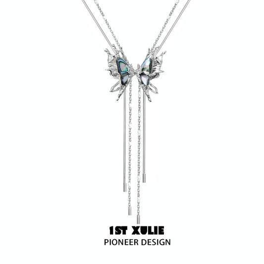 Punk Butterfly Tassel Necklace