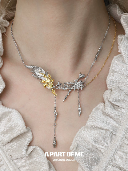 Eager Rose Feather Necklace