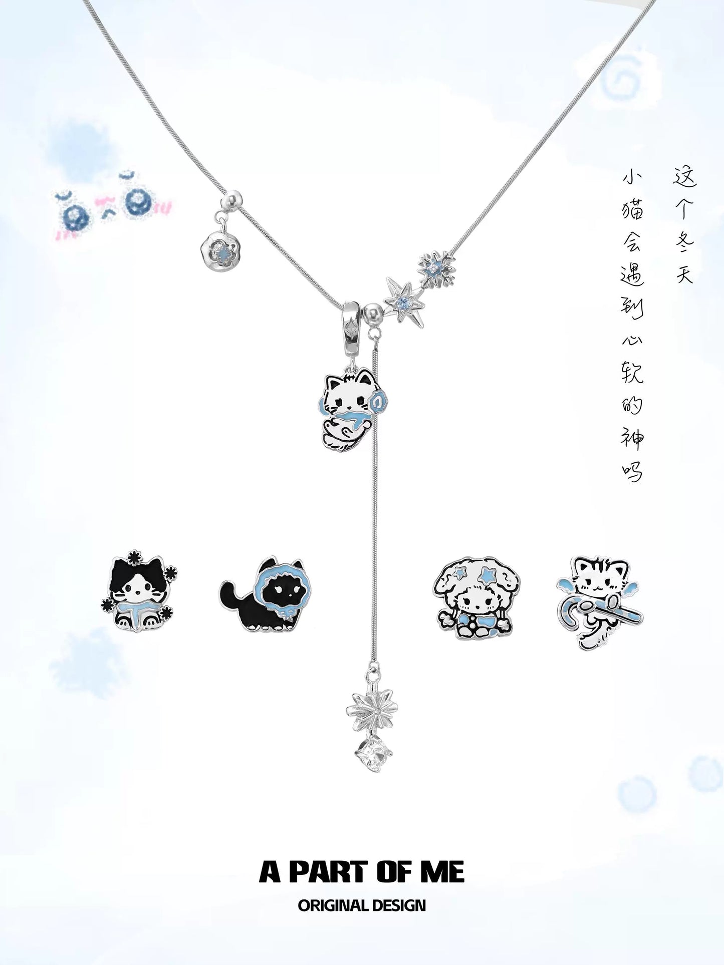 Snowflake Cat Pendant Necklace