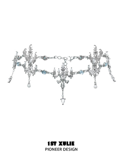 Crystal Lamp Fringe Necklace
