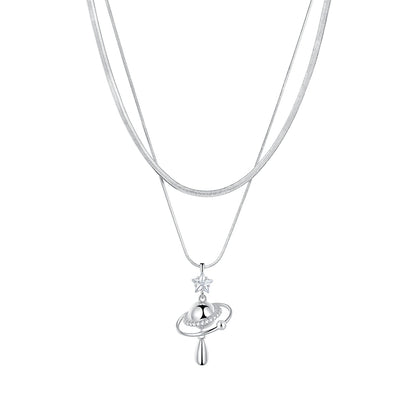 Universe Planet Silver Necklace
