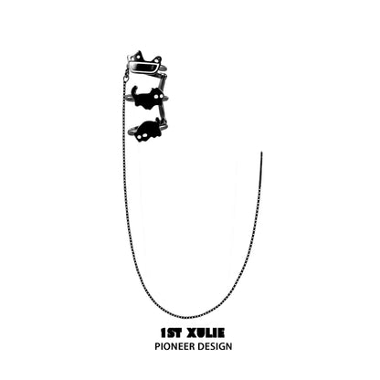 Y2K Black Cat Chain Ear Cuffs