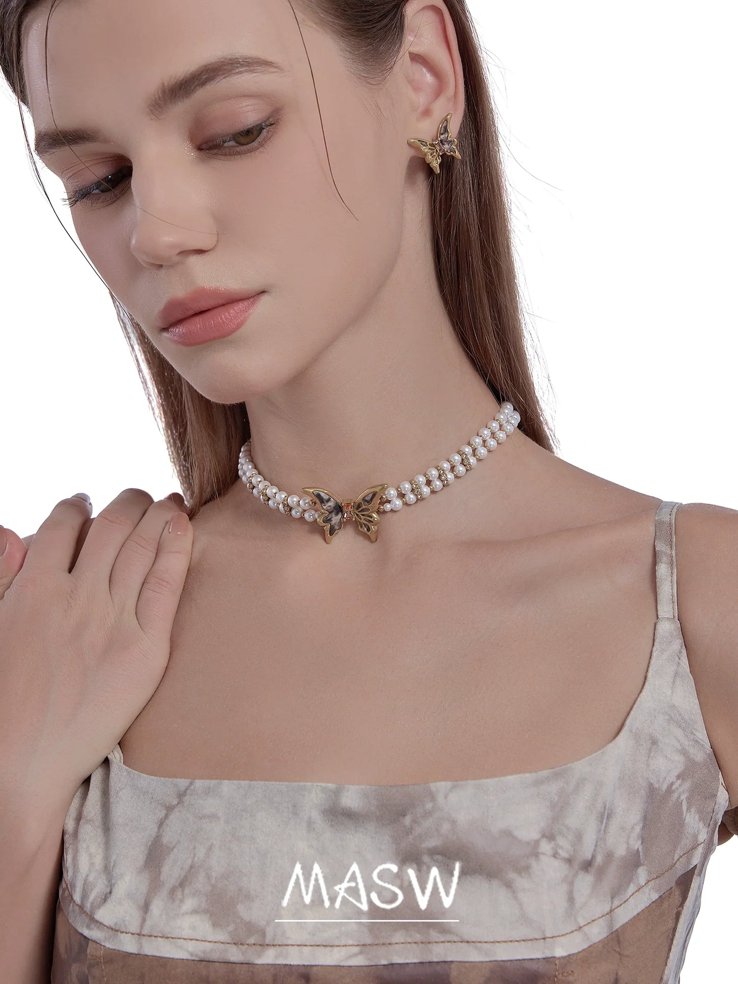 Leopard Butterfly Beaded Choker