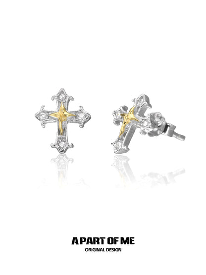 Diamond-set Cross Earrings