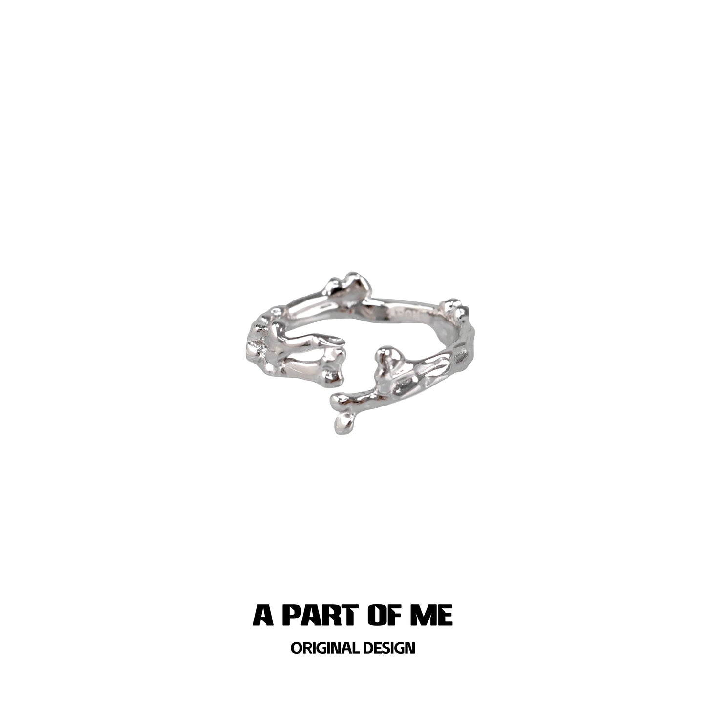 Abstract Bone Layered Silver Ring