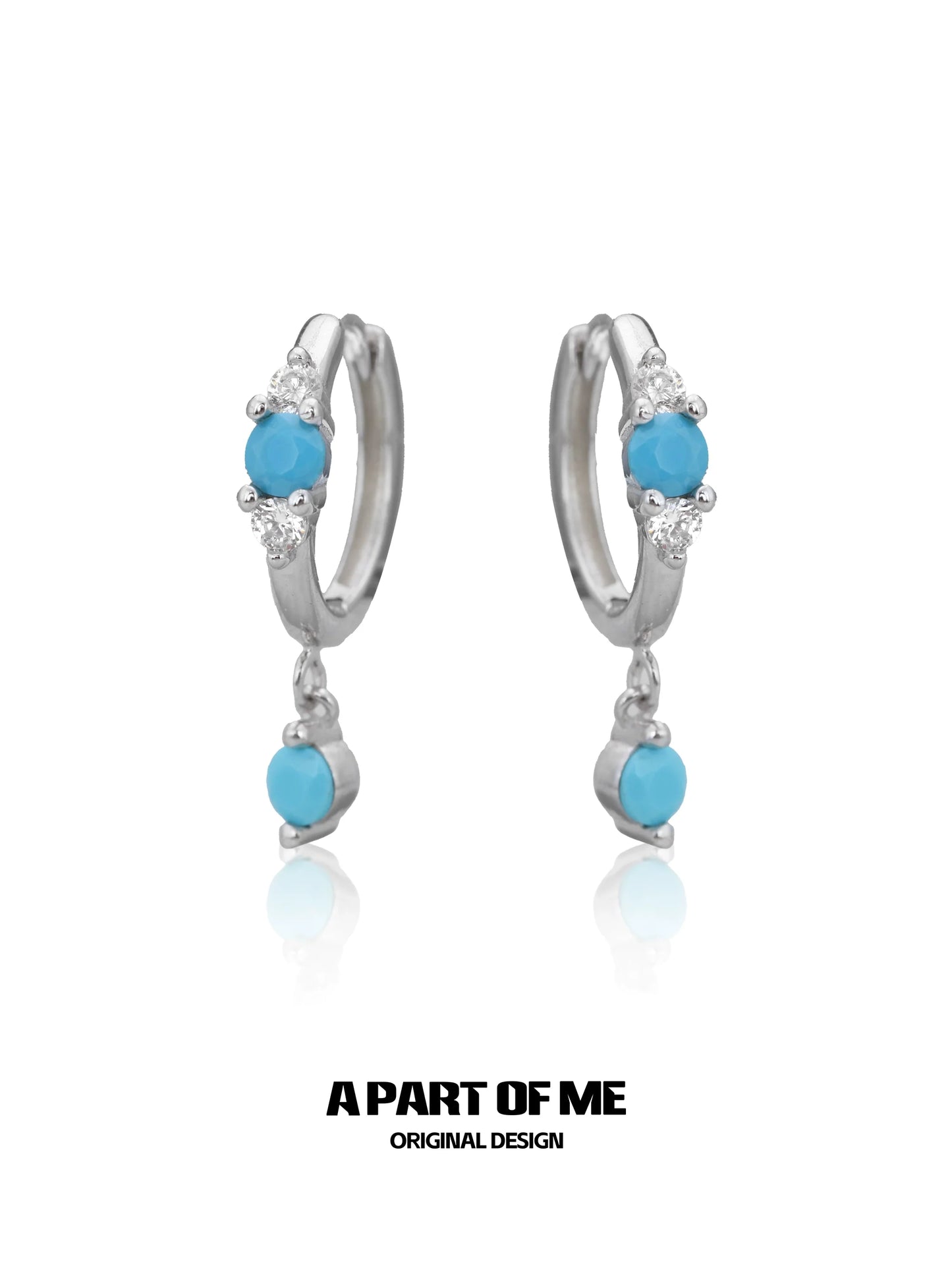 Snow Vein Turquoise Hoops Earrings