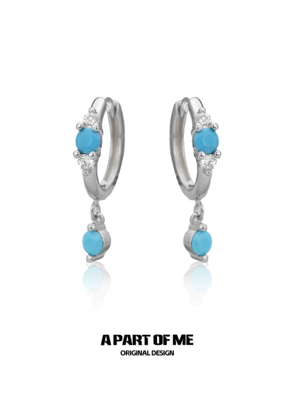 Snow Vein Turquoise Hoops Earrings