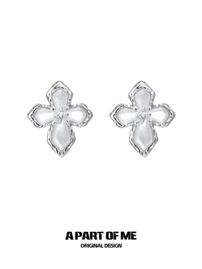 Stigmata Cross Silver Earrings