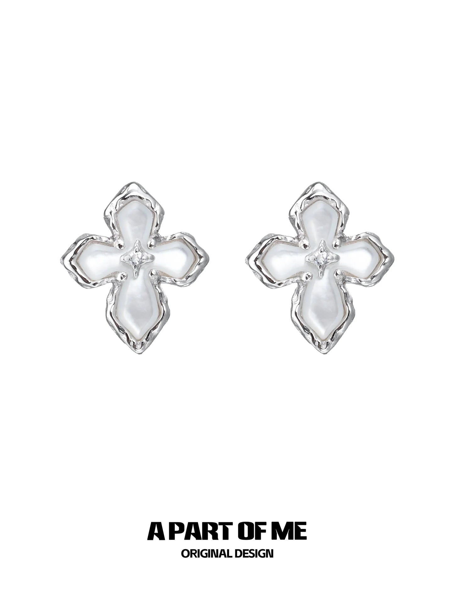 Stigmata Cross Silver Earrings