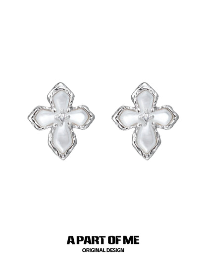 Stigmata Cross Silver Earrings