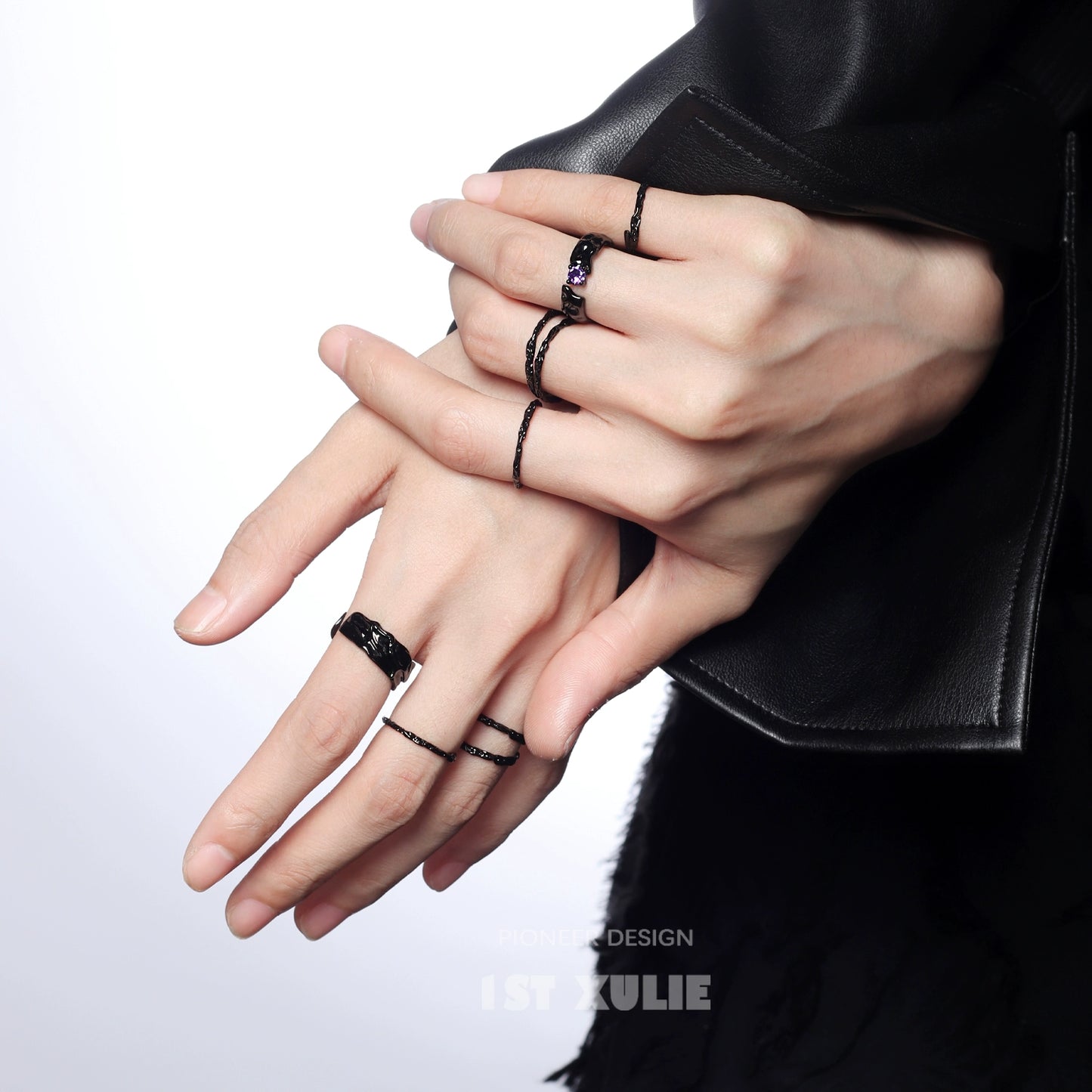 Y2K Black Humor Silver Ring