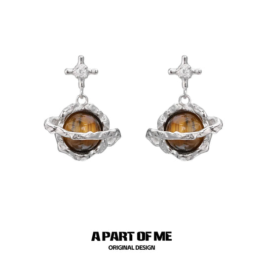 Tiger Eye Saturn Earrings
