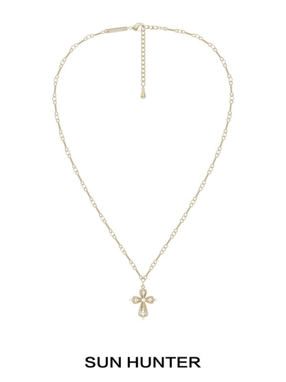 "Lace Shimmer" Cross Necklace
