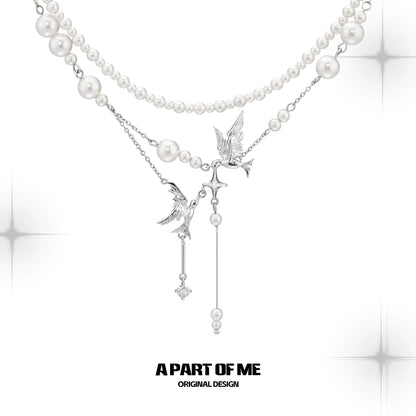 Flying Bird Pearl Necklace