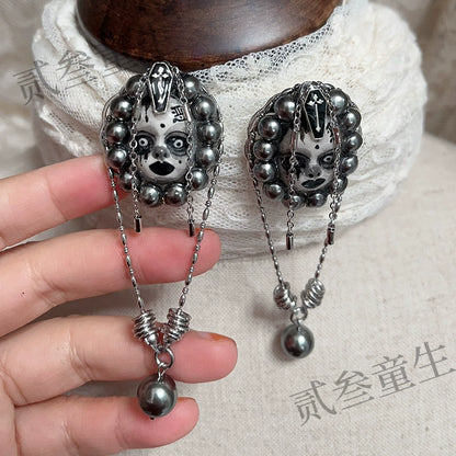 Earrings & Ear Cuffs-Two Three Children's Original Design Dark Wicked Girl Gothic Imitation Pearl Cool Girl Spice Girl Gift Niche Punk