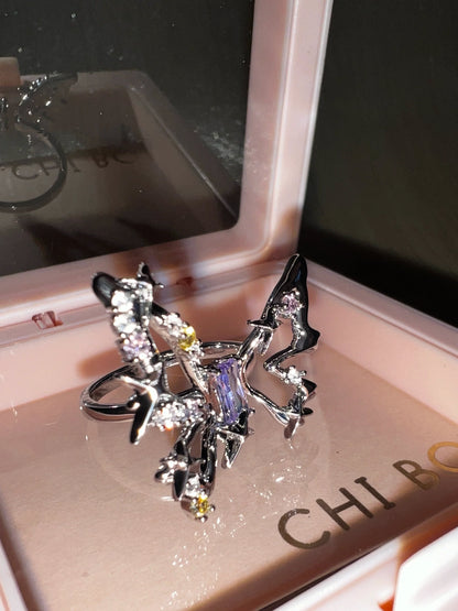 "Galaxy Butterfly" Zircon Ring