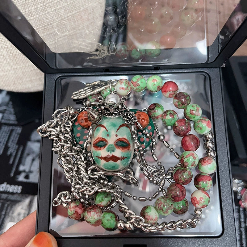 Necklaces- [Super Welfare] Two Three Children's Original Heavy Industry Punk Old Bead Chain Dark Ring Necklace Choker