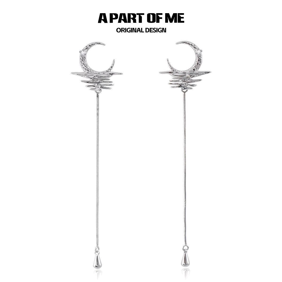 Diamond Fringe Moon Earrings