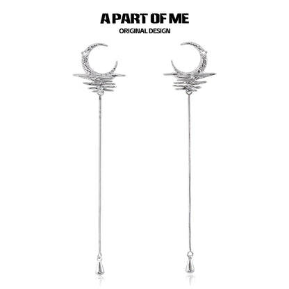 Diamond Fringe Moon Earrings