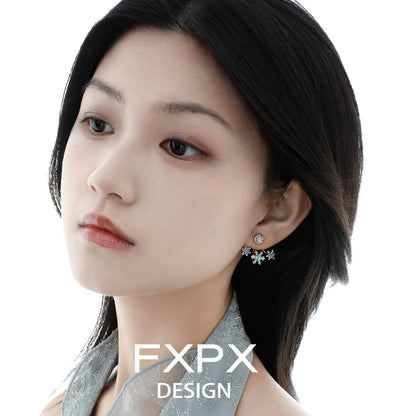 Frosted Snowflake Agate Stud Earrings