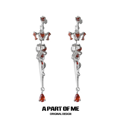 Rose Sword Piercing Earrings