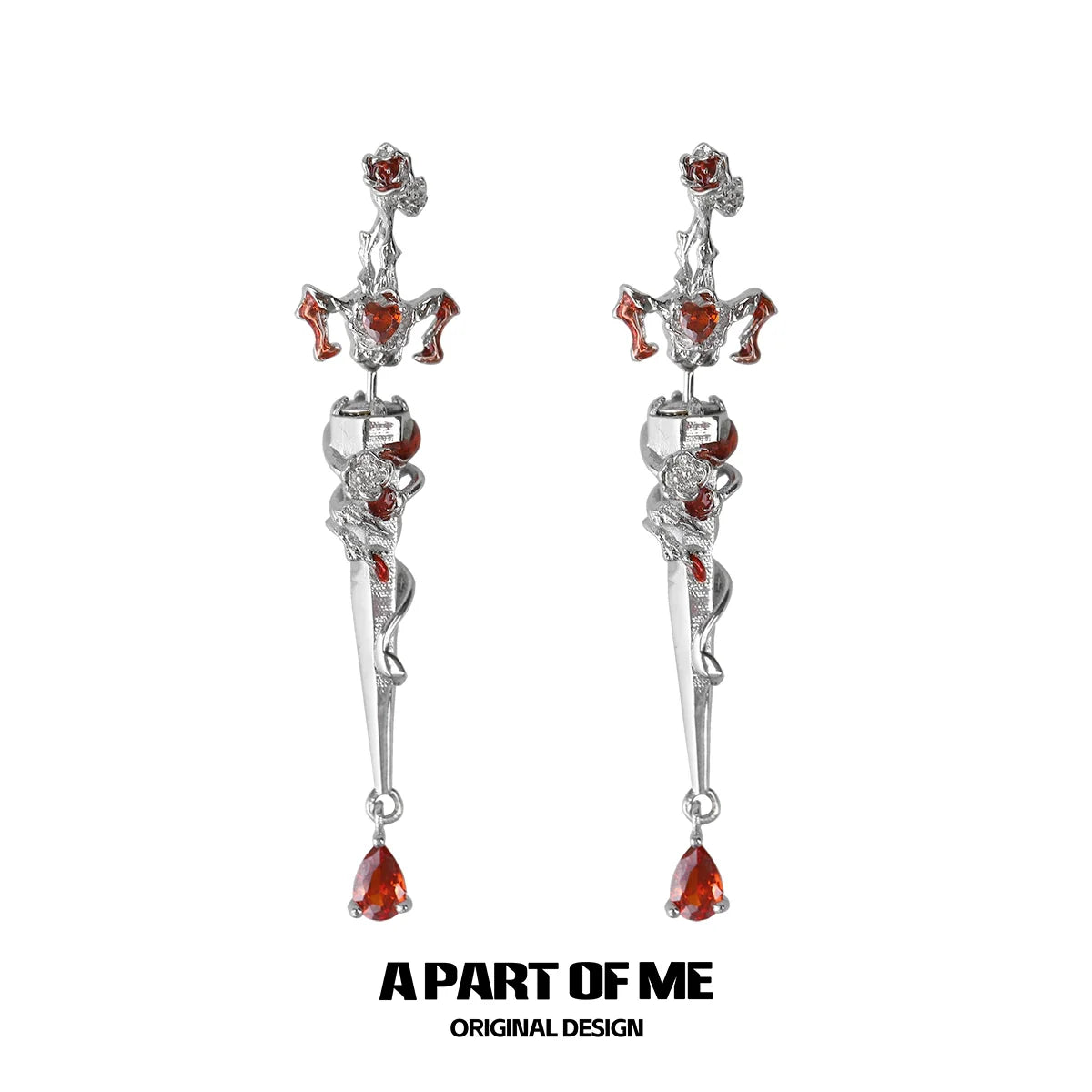 Rose Sword Piercing Earrings