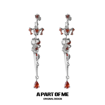Rose Sword Piercing Earrings