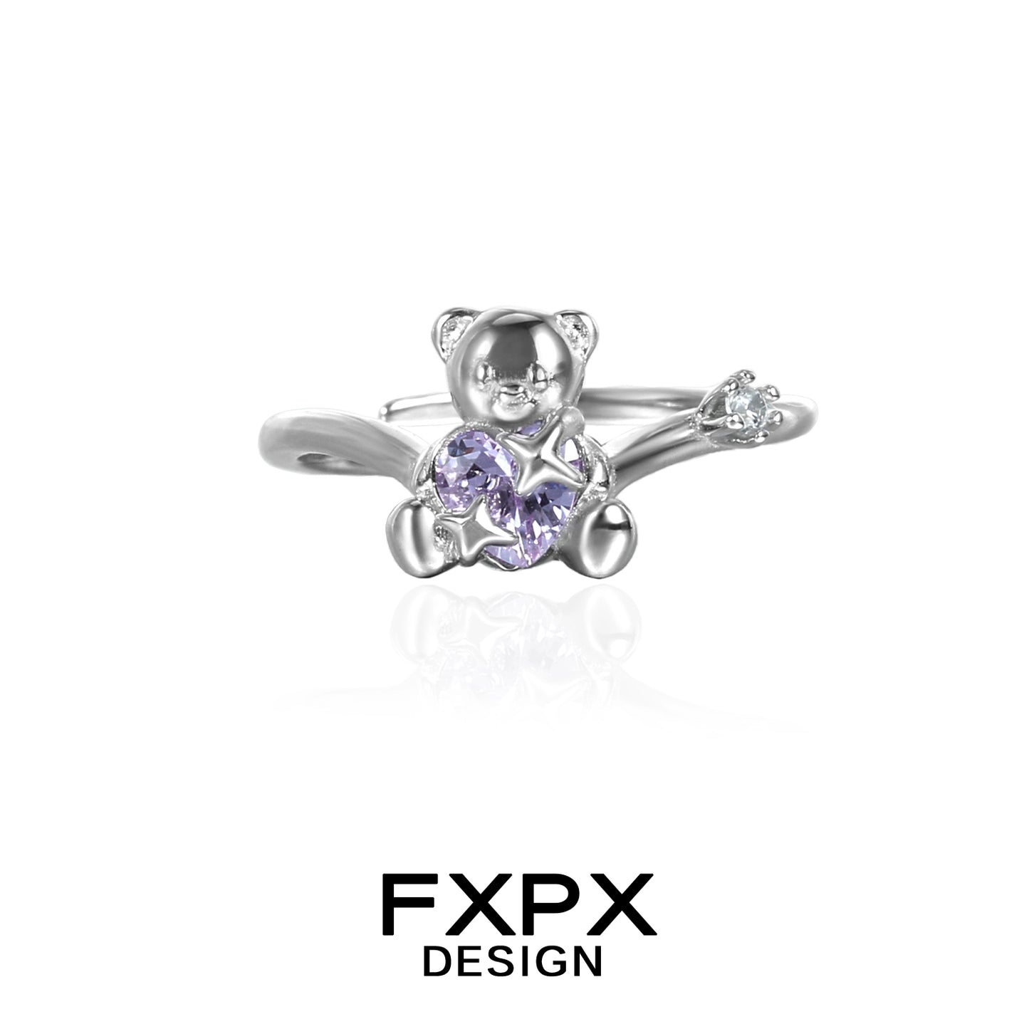 Purple Zircon Bear Ring