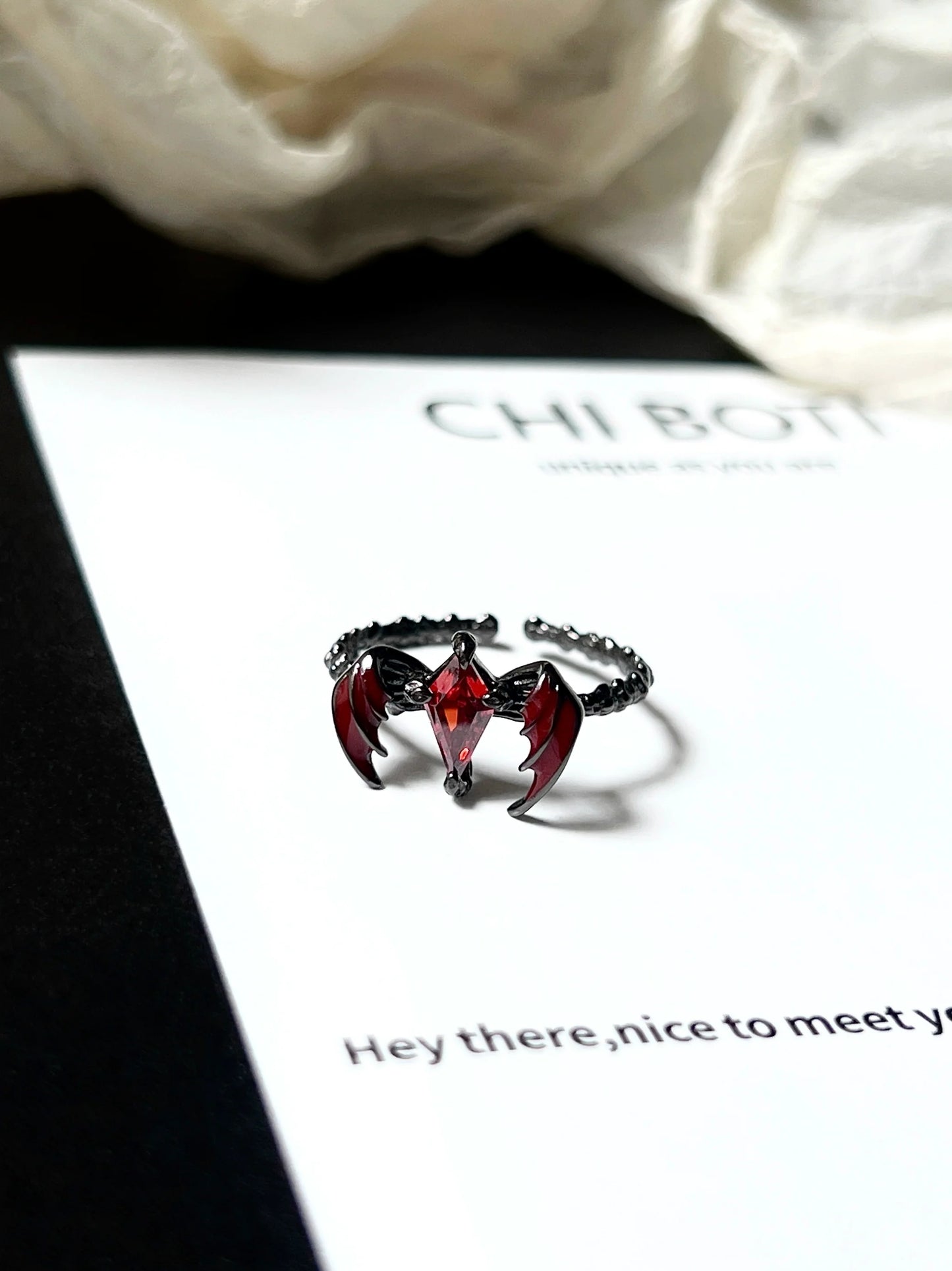 "Dragon Shadow" Red Zircon Ring