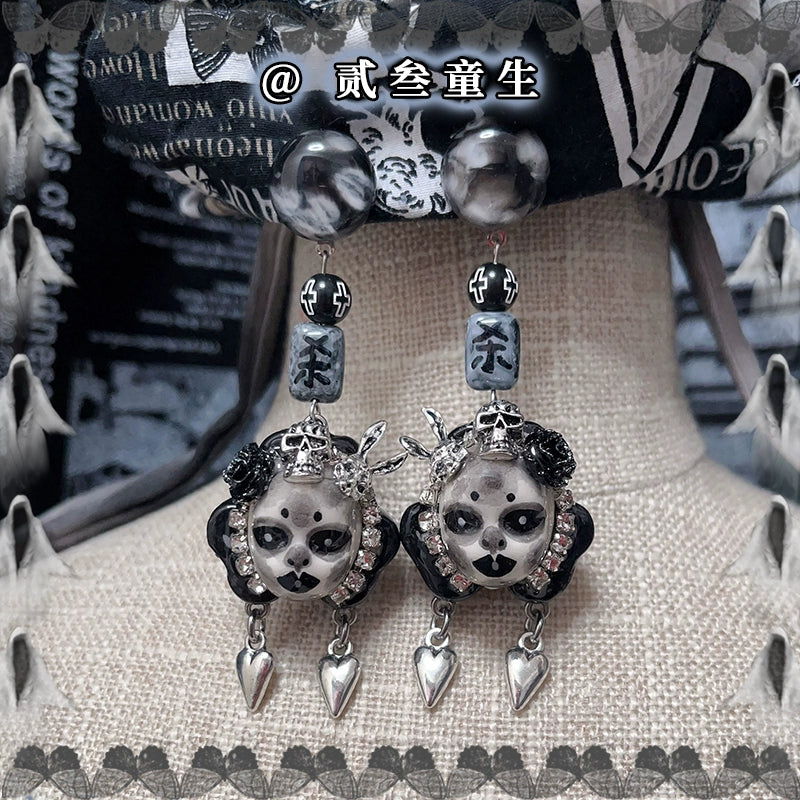 Earrings & Ear Cuffs-Two Three Children's Original Design Diablo Goth 925 Silver Needle Earrings Spice Girls Niche Handmade Cool Temperament Earrings