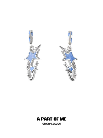 Y2K Blue Star Retro Earrings