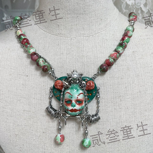 Necklaces- [Super Welfare] Two Three Children's Original Heavy Industry Punk Old Bead Chain Dark Ring Necklace Choker