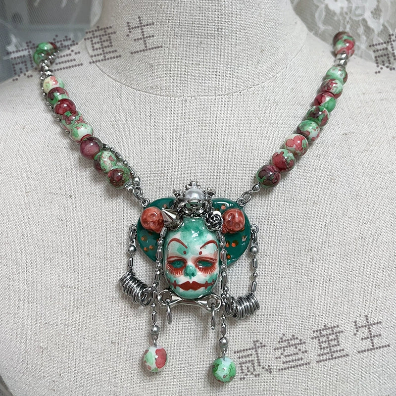 Necklaces- [Super Welfare] Two Three Children's Original Heavy Industry Punk Old Bead Chain Dark Ring Necklace Choker