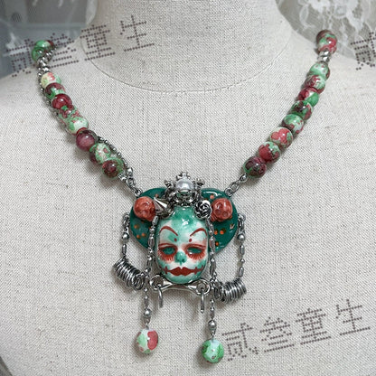 Necklaces- [Super Welfare] Two Three Children's Original Heavy Industry Punk Old Bead Chain Dark Ring Necklace Choker