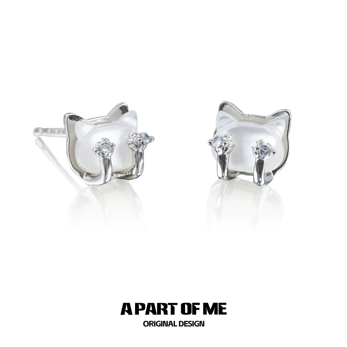Lively Cat Ear Silver Earrings