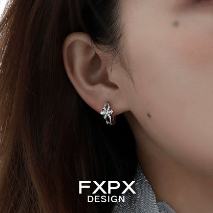 Frosted Snowflake Cross Earrings