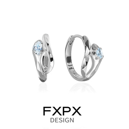 Blue & White Serpentine Zircon Earring