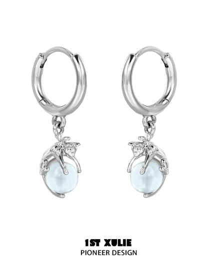 Cute Blue Kitten Loop Earrings
