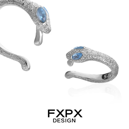 Blue Ice Snake Ear Cuff