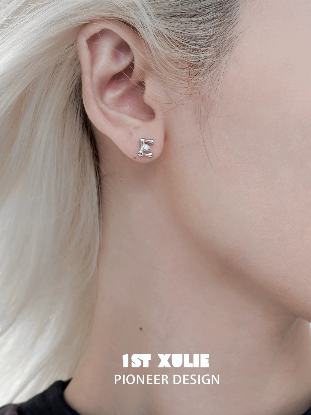 Edgy Letter Silver Stud Earrings