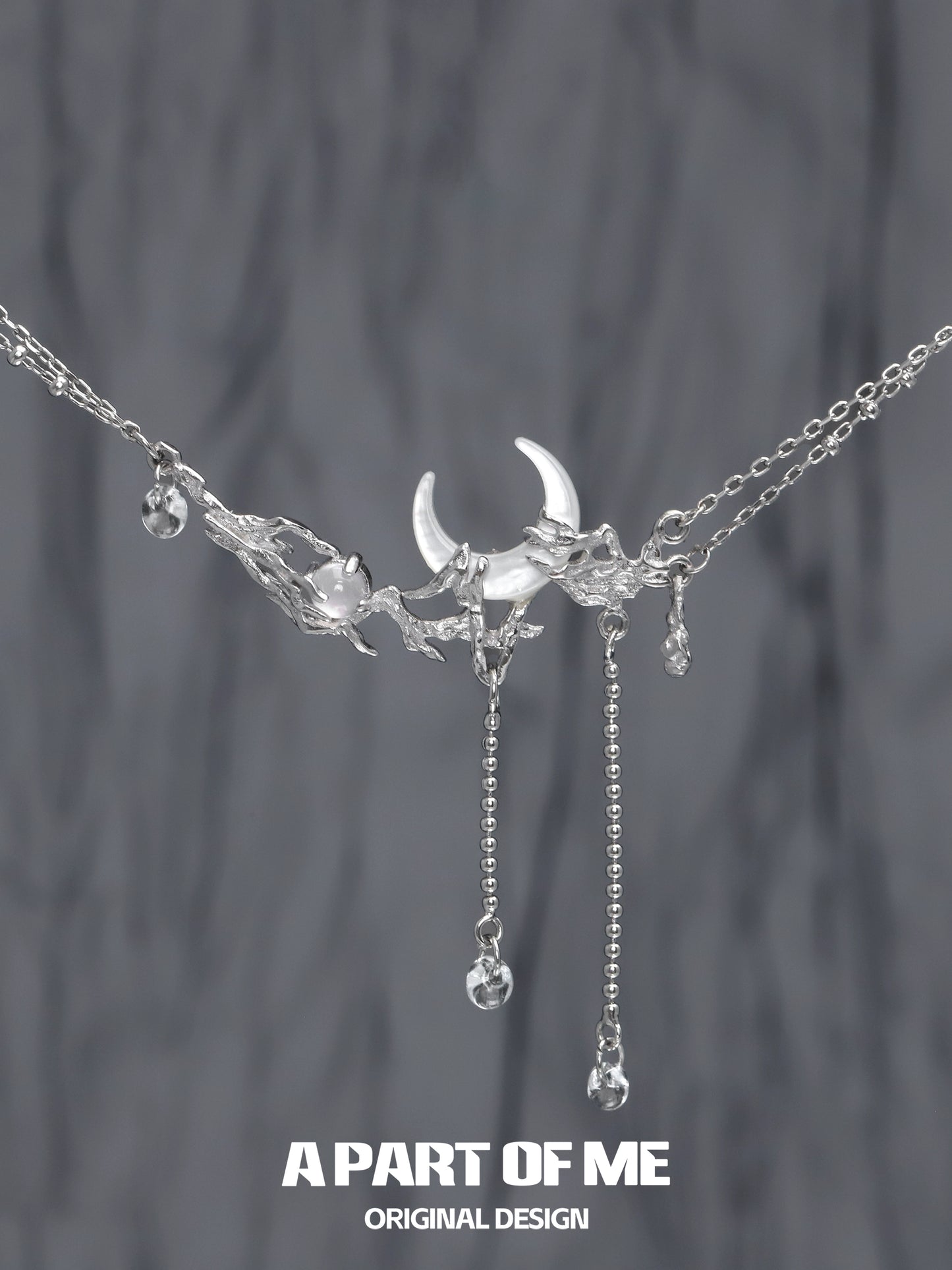 Falling Moon Silver Necklace