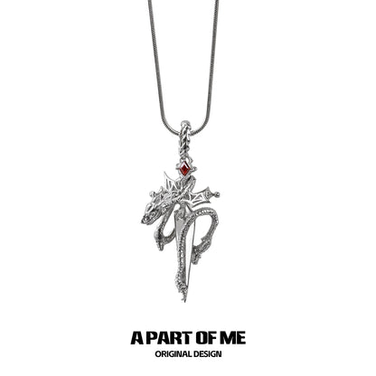 Ruby Dragon Sword Necklace