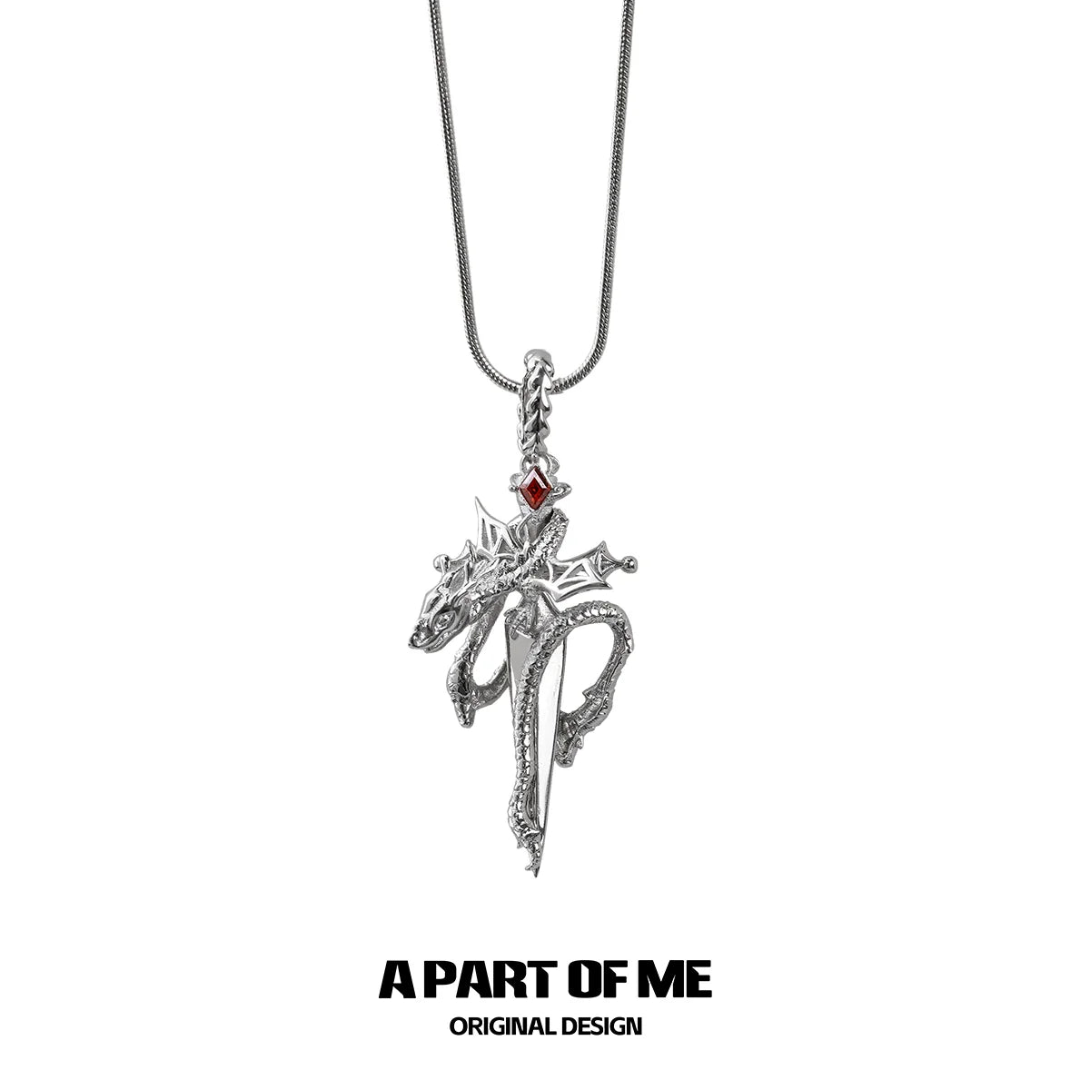 Ruby Dragon Sword Necklace